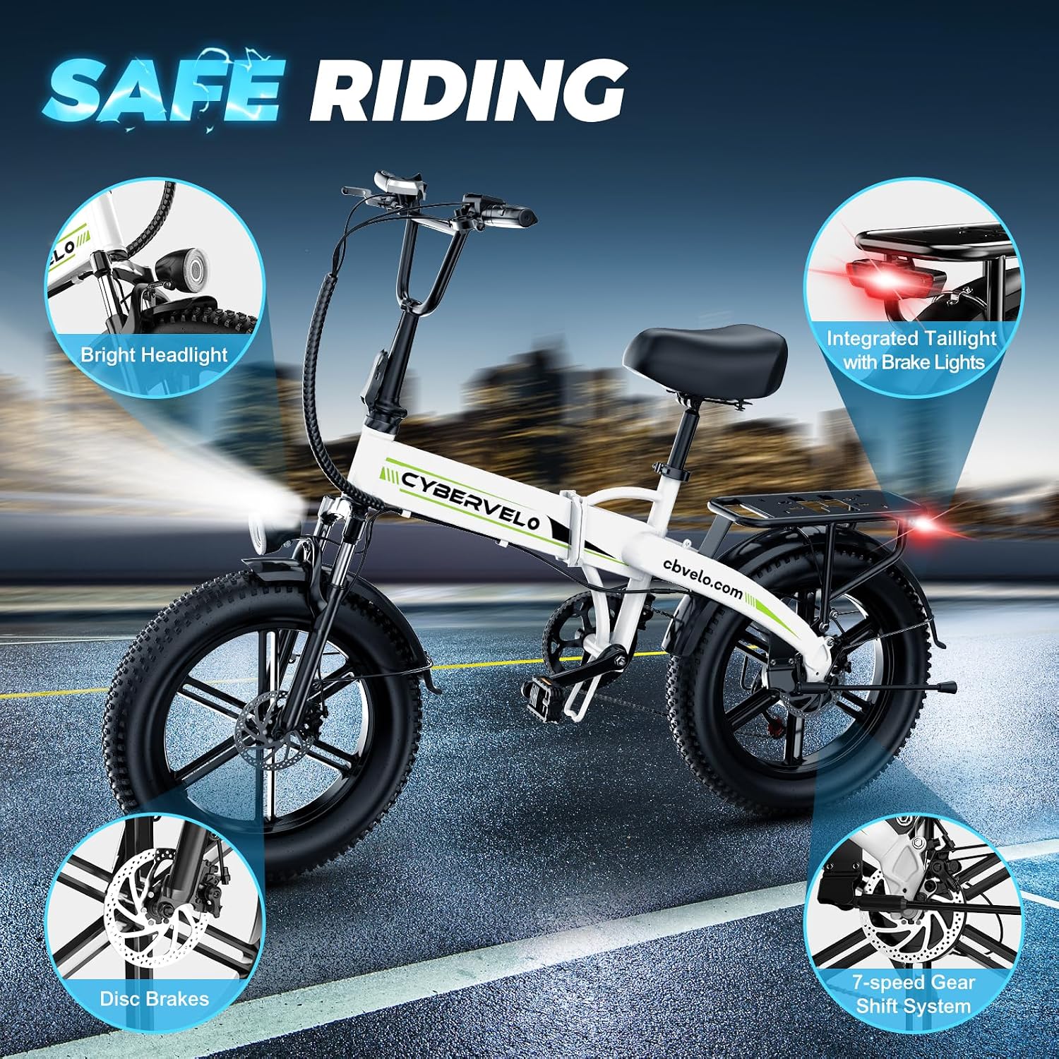 DriftGod Folding Electric Bike, 48V 20.8AH Large Removable Battery E Bike - 20'x3' Fat Tire - 80 Miles Max Range Ebike for Adults,Electric Bicycles for Commuter