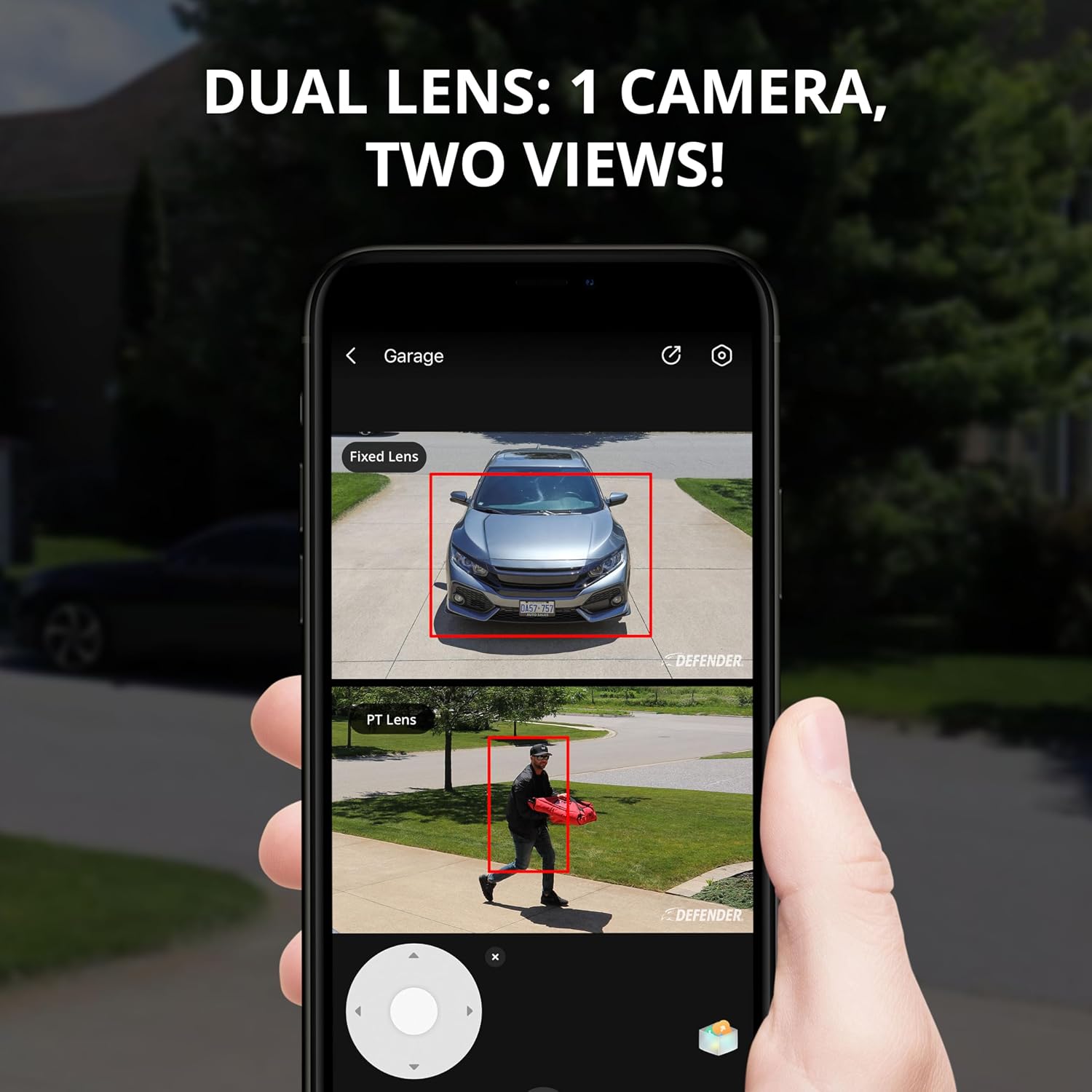 Defender AI Powered Guard Pro 3K Plus Dual Lens PTZ WiFi 6/Bluetooth Plug-in Power Security Camera, Human/Vehicle Detection, AI Auto-Tracking, Night Vision, Works w/Guard App, 4 Pack