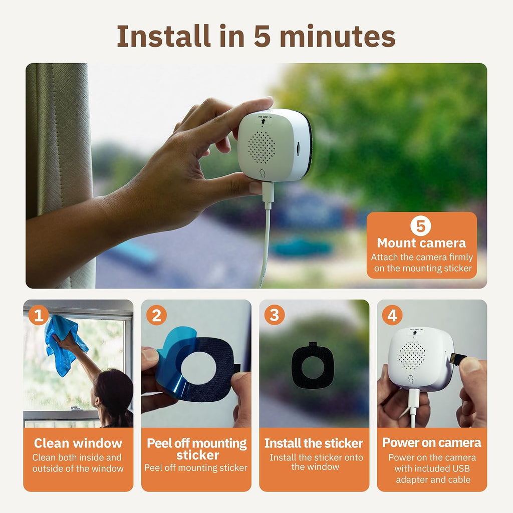 Girafit 2K Window Camera,2.4GHz & 5GHz WiFi Indoor Cameras for Home Security with ChroMax Al Color Night Vision,Person & Motion Detection,Easy & Quick Install(4 Pack)