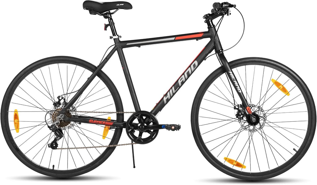 HILAND 700C Road Hybrid Bike, 7 speeds Bikes Urban City Commuter Bicycle with Disc Brake for Men Women Adult Comfortable Bicycle