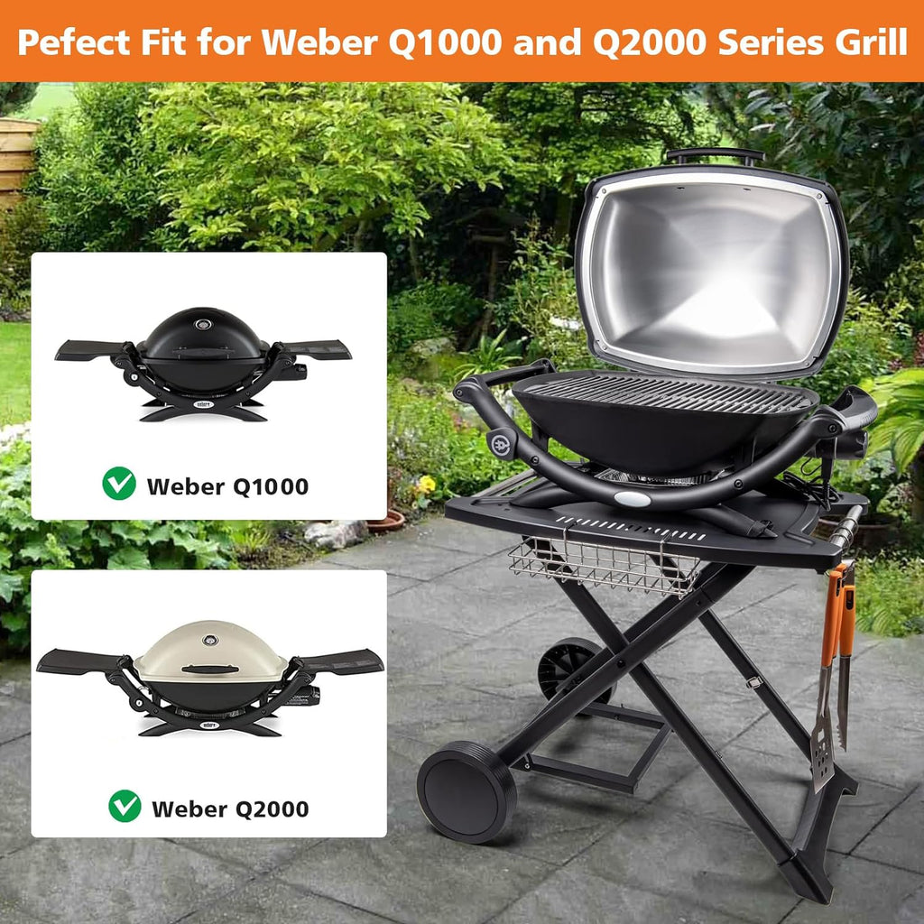 Portable Cart for Weber Q1200, Q1000, Q2200, Q2000, Q2400, Folding Cart for Outdoor BBQ，Portable Stand for Weber Q Series Gas Grills and Ninja Woodfire OG700 Series