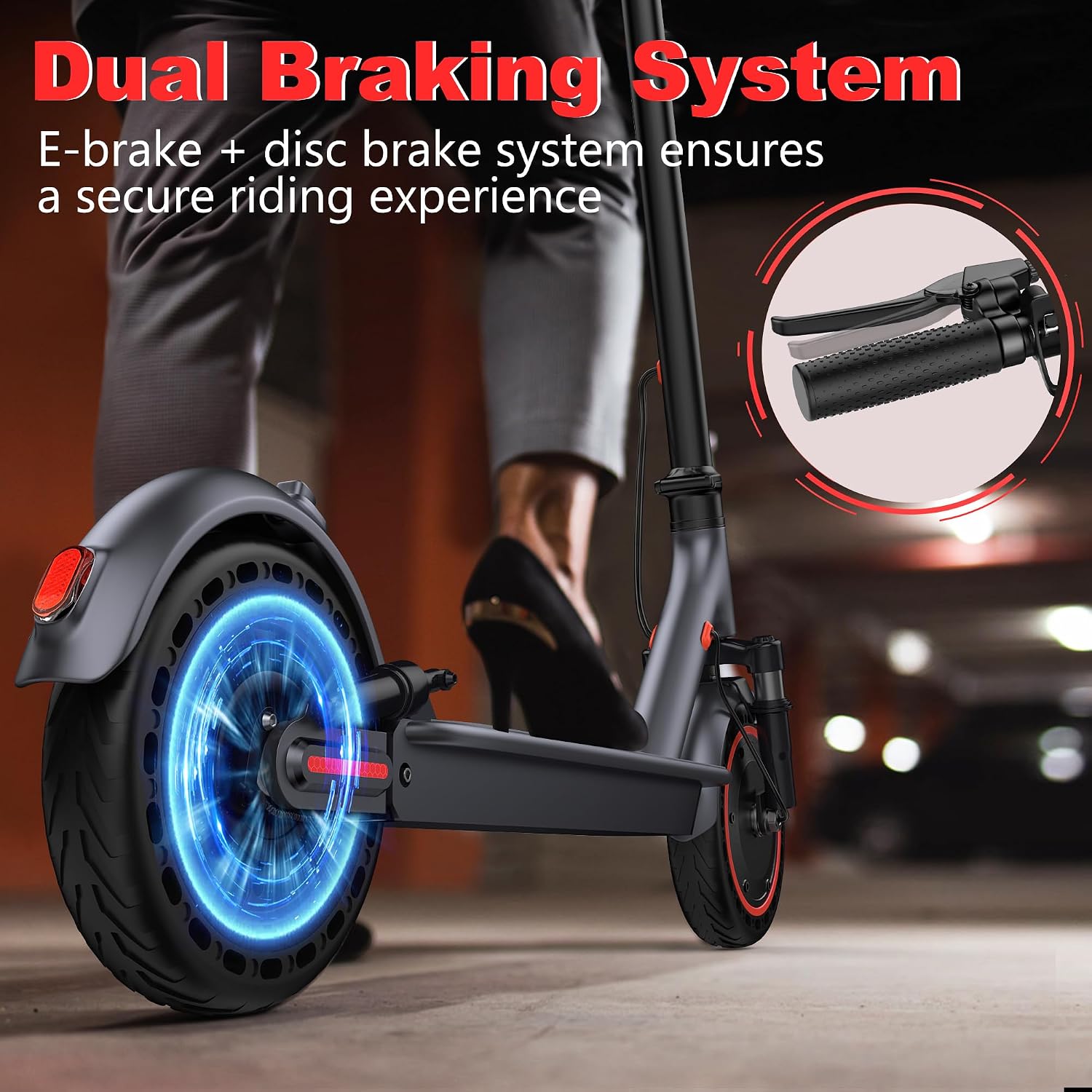 Maxshot Electric Scooter, 8.5' /10' /14' Tire, 16/19/22 Mph Top Speed, 12/16/21/27/28/49/50 Miles Long Range, Folding Escooter for Adults and Kids with Seat Bag, Dual Braking, Dual Suspension, App