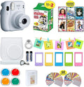 Fujifilm Instax Mini 11 Instant Camera + Shutter Compatible Carrying Case + Fuji Film Value Pack (20 Sheets) + Shutter Accessories Bundle, Color Filters, Photo Album, Assorted Frames (Ice White)
