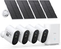 aosu 3K/5MP Security Cameras Outdoor Wireless Home Surveillance System, Solar Powered, 166° Ultra-Wide-Angle, HD Color Night Vision, Spotlight & Siren Alarm, Motion Alert, Easy Setup, 4-Cam-Kit