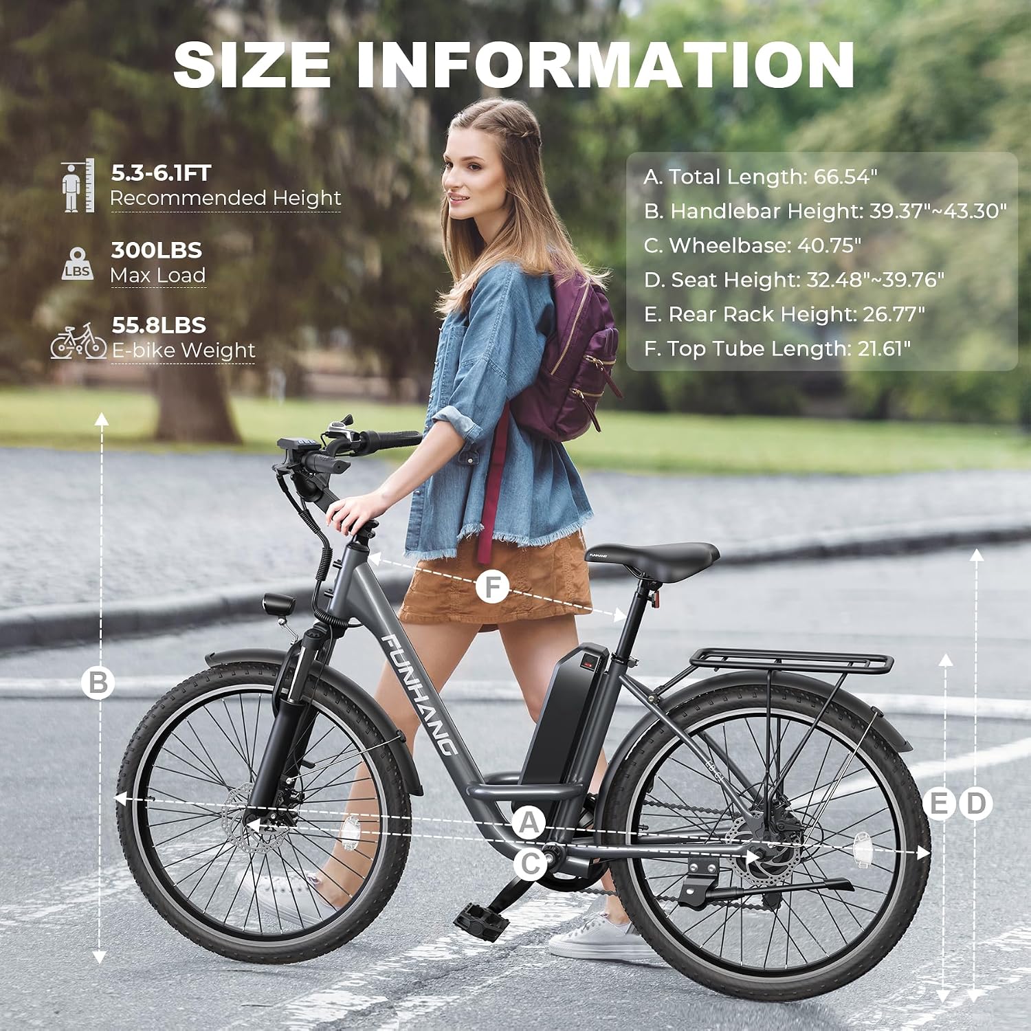Funhang Electric Bike for Adults, 26' City Cruiser Ebike with 1000W Peak Motor, 20MPH 50 Miles Commuter Adult Electric Bicycles with 48V Battery, Adjustable Stem, 7-Speed, UL 2849 Certified