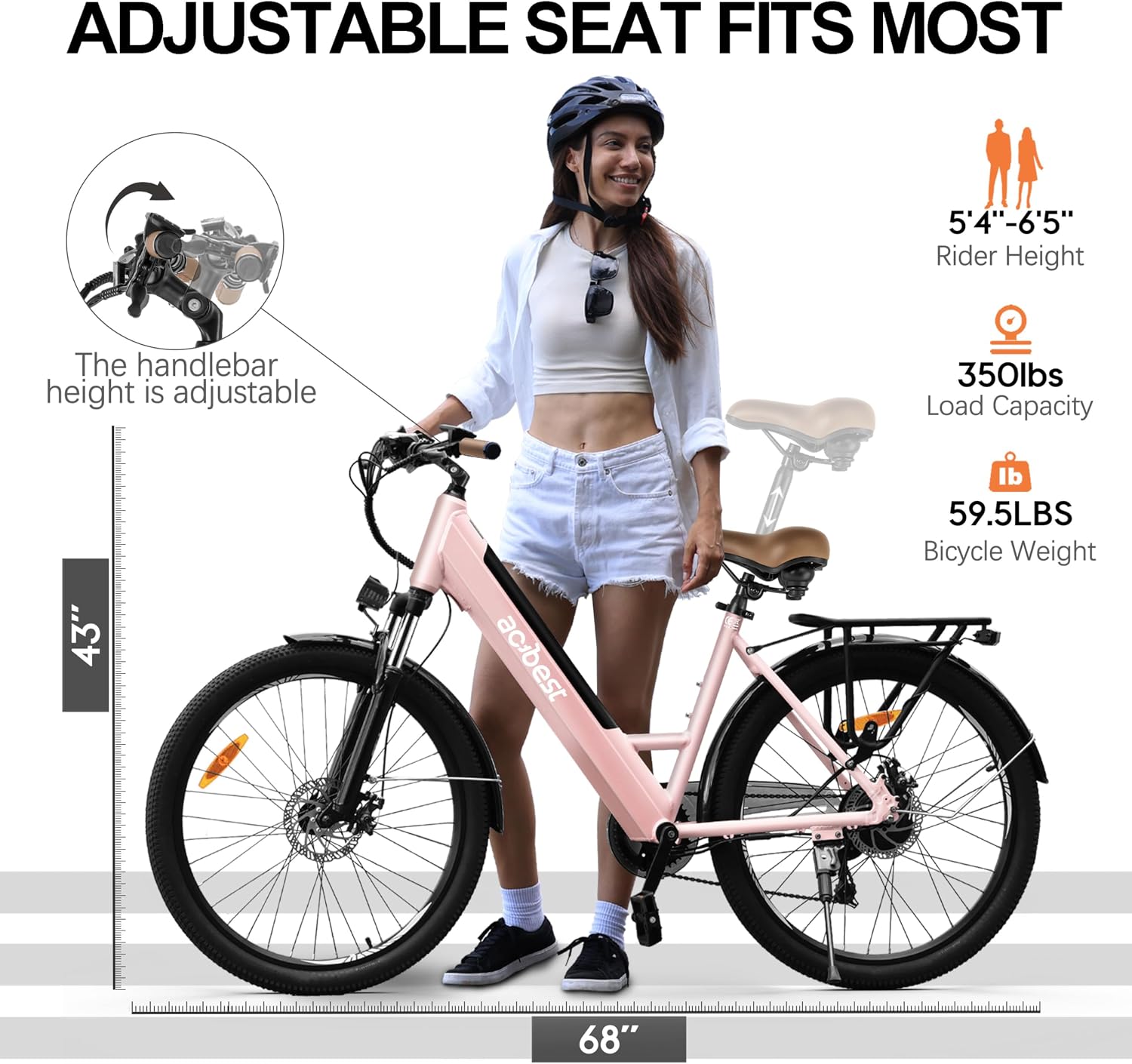 ACTBEST Core Electric Bike for Adults - 468Wh Removable Battery, 26 inch Step Thru Electric Bicycle, Peak 750W Brushless Motor Cityrun Ebike, with 7 Speed, Up to 50 Miles