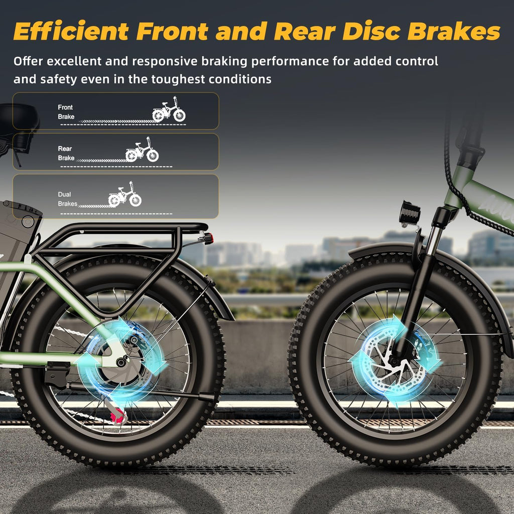 Foldable Electric Bike for Adults, 48V 20Ah Removable Lithium Battery up to 80Miles, 20' Fat Tire 1000W Peak Motor Dirt Ebike Adult Electric Bicycle for Commute Beach Mountain E Bike