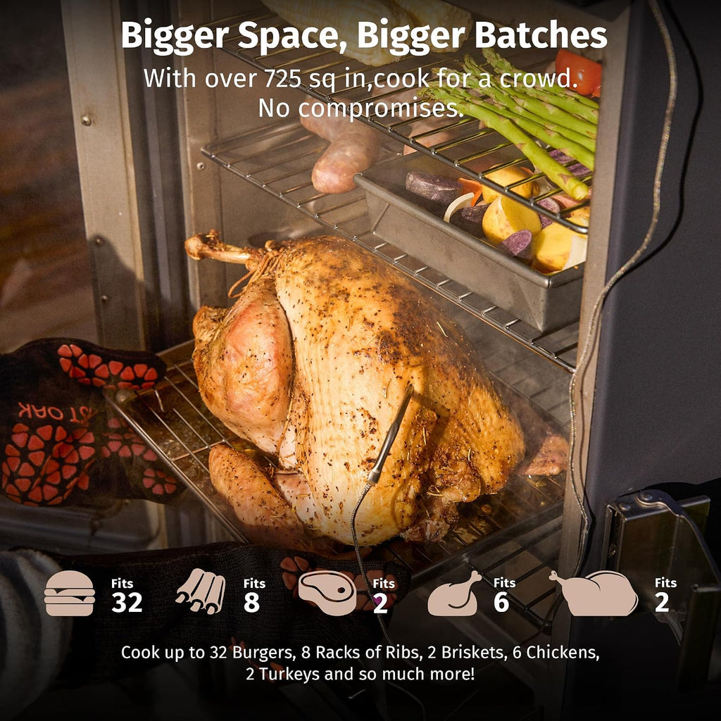 EAST OAK 30' Electric Smoker for Outdoors | Built-in Meat Probe & Clear Viewing Window | Side Chip Loader for 6x Longer Uninterrupted Smoking | 725 sq in Cooking Area for Bigger Batches, Night Blue
