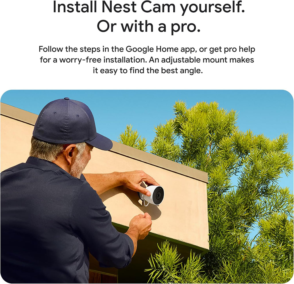 Google Nest Cam Outdoor (Wired, 2nd Gen) - Security Camera with 2K Video and Gemini, Night Vision, 2-Way Audio - Works with Google Home - 2025 Model - Snow