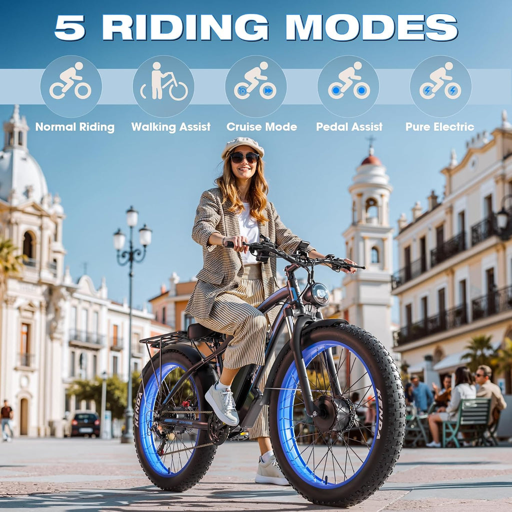E Bike for Adults, Peak 6000W Dual Motor Electric Bike, 52V 32AH Battery 45 M P H Up to 100 Miles EBike, Front Suspension 7-Speed 24' Fat Tire Electric Commuter Bike, UL2849 Certified By SGS