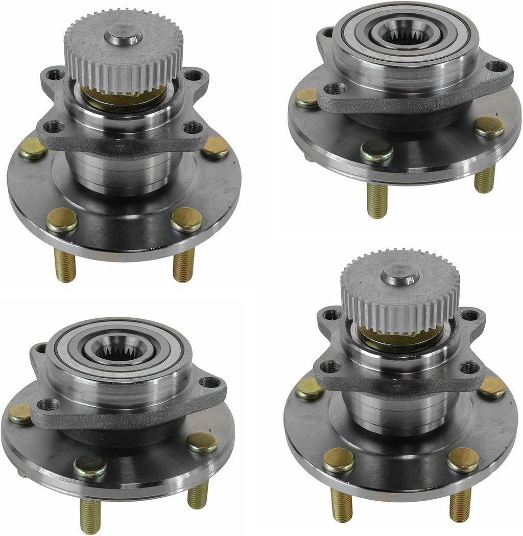 TRQ 2 Piece Front Rear Wheel Bearing & Hub Assembly Set Compatible with 1995-2005 Chrysler Sebring 1995-2000 Dodge Avenger 2001-2005 Stratus 1995-1998 Eagle Talon 1995-2004 Mitsubishi Eclipse 1999-20