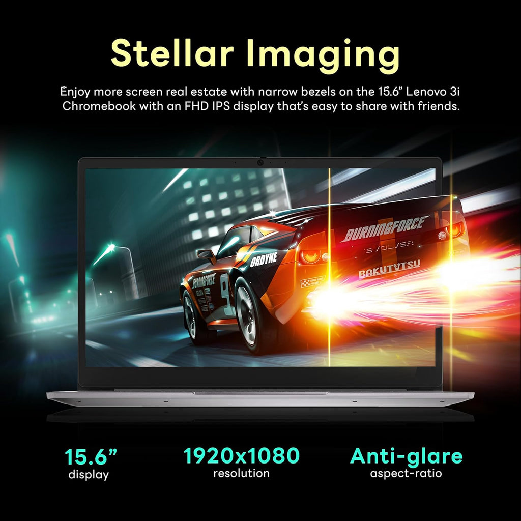 Lenovo Ideapad 3 15.6' FHD Chromebook, Intel Celeron N4500, 4GB RAM, 224GB Storage (64GB SSD+160GB Docking Station Set), ‎Intel UHD Graphics, Full Size Keyboard, Chrome OS, Artic Gray