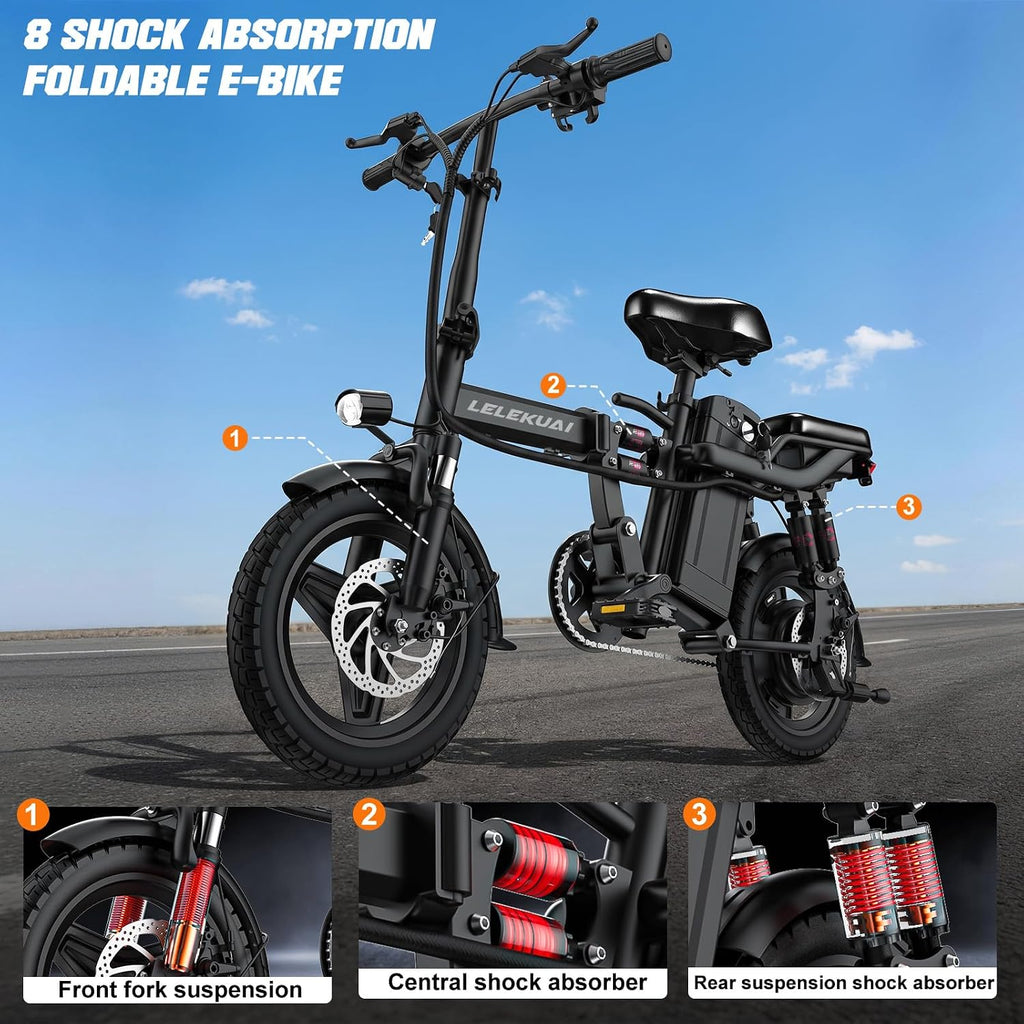 LELEKUAI Electric Bike for Adults, 1200W Peak Motor Commuter Ebike, 20-28MPH Speed, 32 Miles Range, Removable Waterproof Battery, Dual Disc Brakes Electric Bicycle, UL 2849 Certified