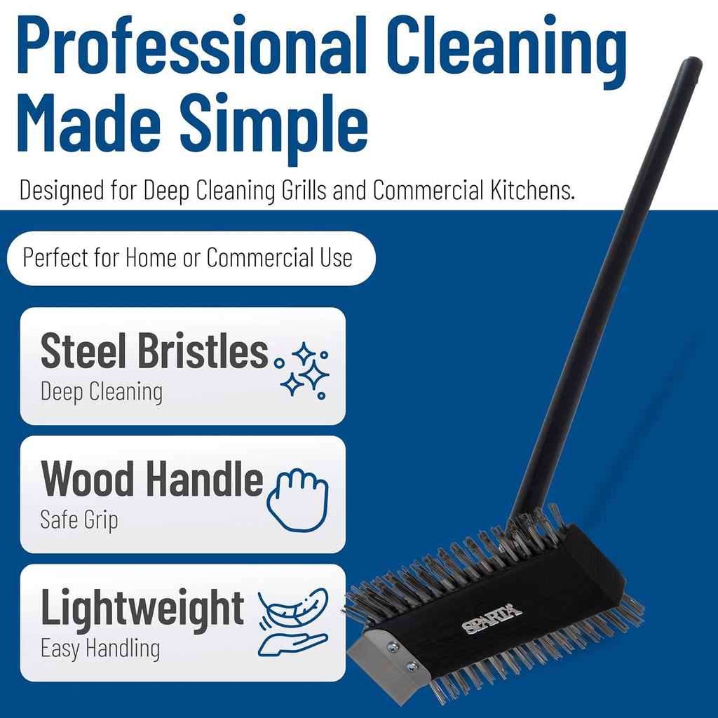 SPARTA 4029000 Stainless Steel Grill Brush, Grill Scraper With Metal Bristles, 30.5 Inches, Black, (Pack of 6)