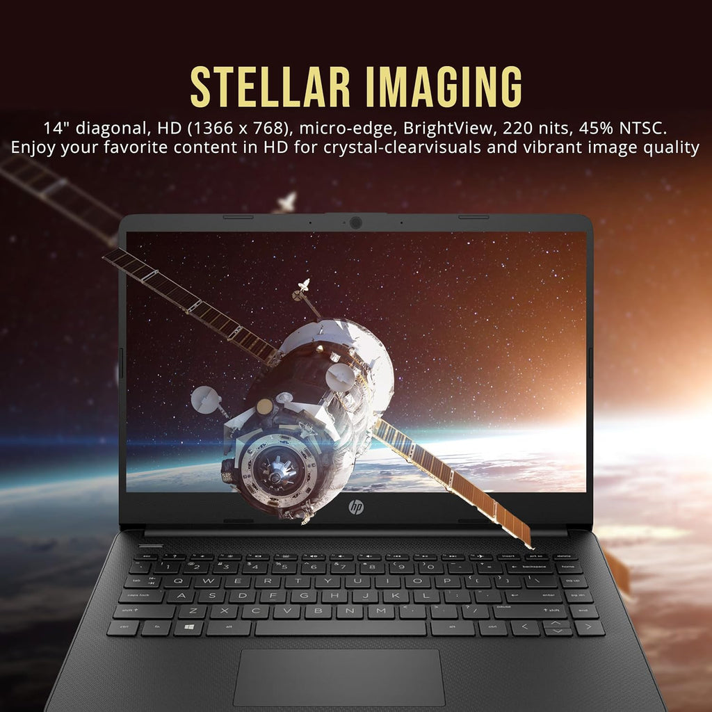 HP Stream 14' HD BrightView Laptop, Intel Celeron N4120, 8GB RAM, 288GB Storage (128GB eMMC + 160GB SSD Docking Station Set), Intel UHD Graphics, HD Webcam, Wi-Fi, 1 Year Office 365, Win 11 S, Black