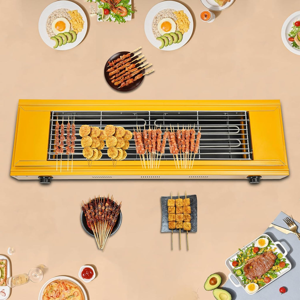 LYNICESHOP Electric BBQ Grill, 3000W Electric Portable Barbecue Grill Non-stick Removable Grill Plate Barbecue Grill, Adjustable Temperature 50-300°C/122-572°F Electric Griller for BBQs & Parties