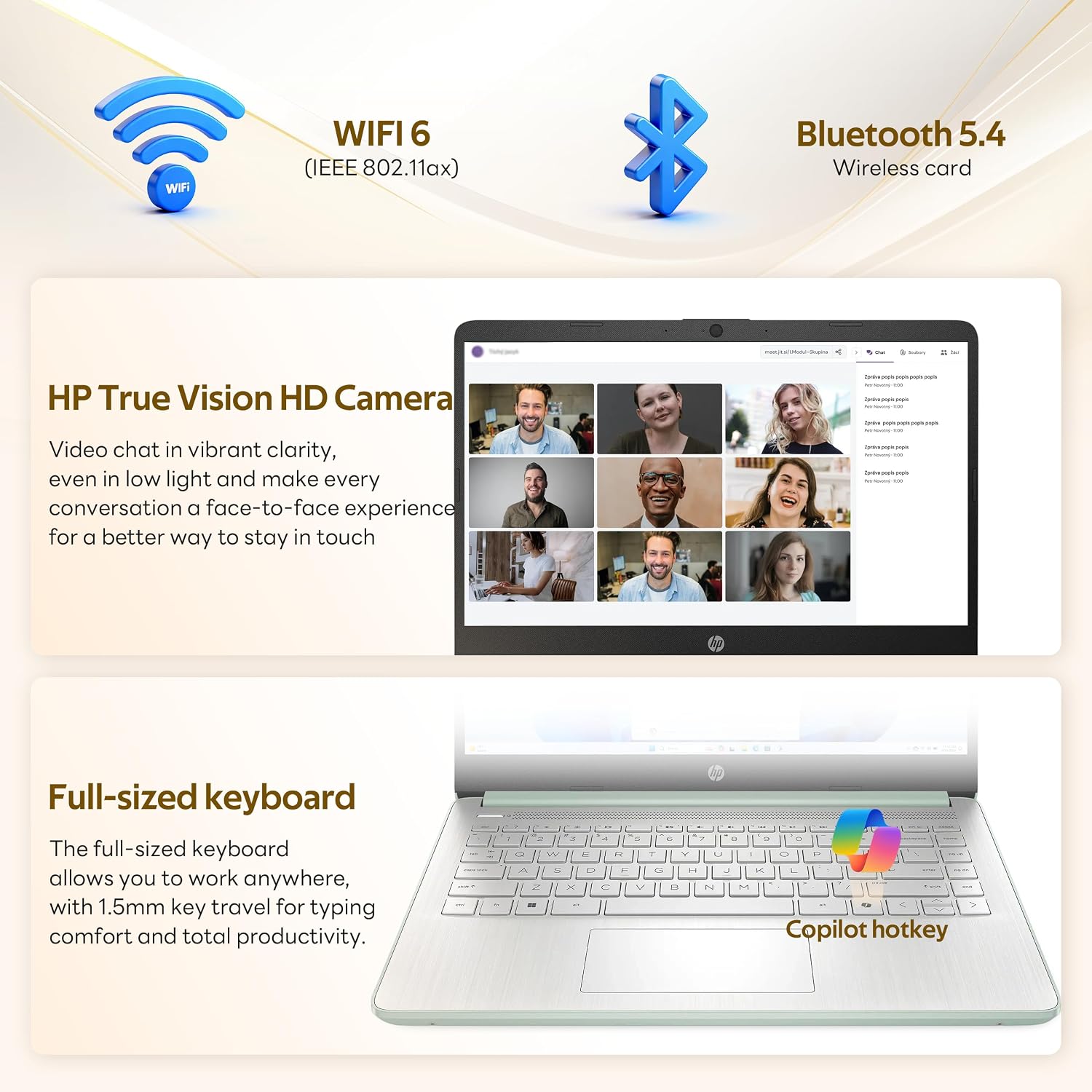 HP Flagship 14' HD Student&Business Laptop with AI Copilot, 13th Gen Intel 4-Core, 4GB RAM, 1.12TB Storage (128GB UFS + 1TB Docking Station), 1 Year Office 365, Wi-Fi 6, Win 11 S, Willow Green