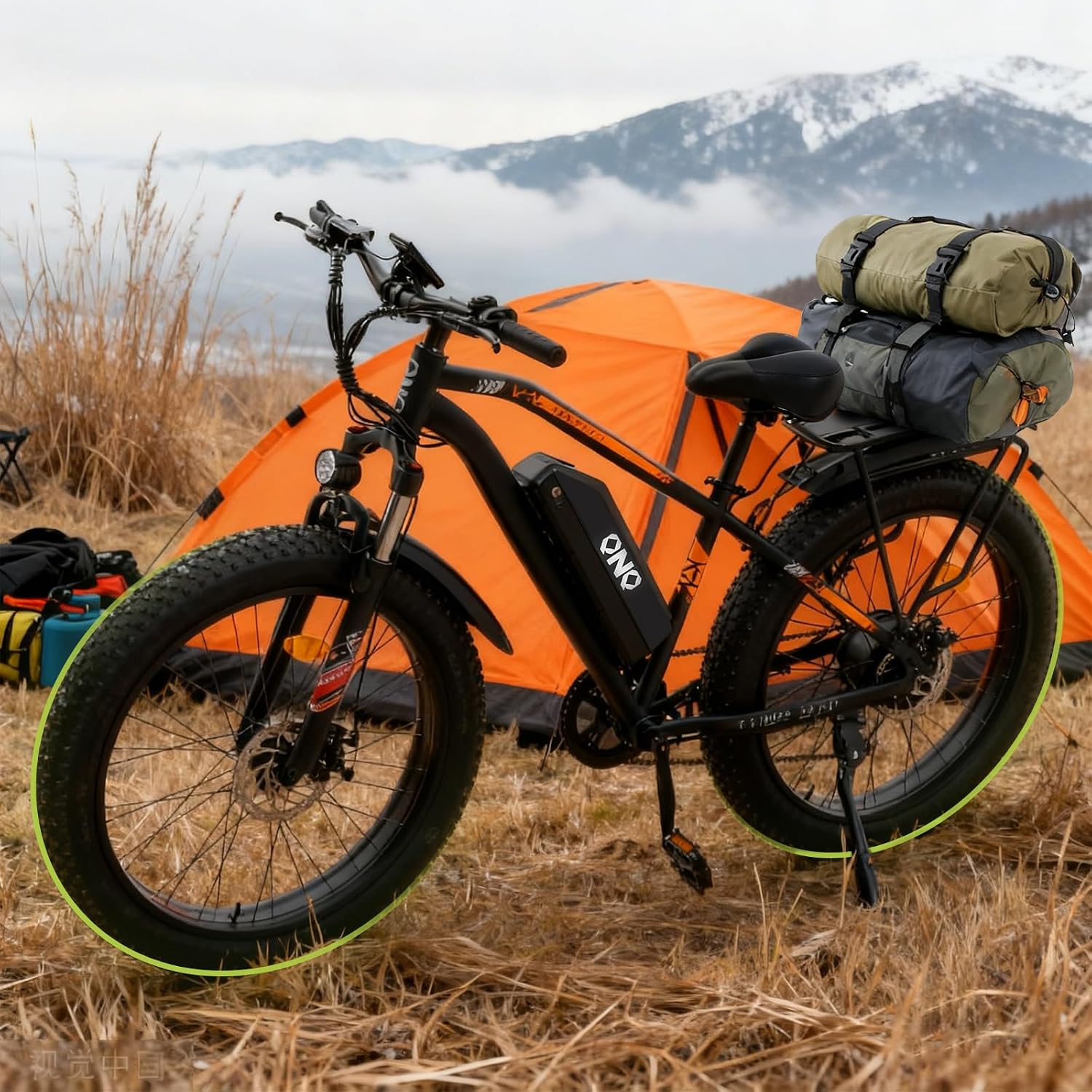 Fat Tire Electric Mountain Bike 1500W Peak, 48V 15Ah Removable Battery,20MPH Speed & 60 Miles Range Electric Bicycles, 26' All Terrain Off Road E-Bike for Adults w/ Lockable Suspension & 7 Speed Gears