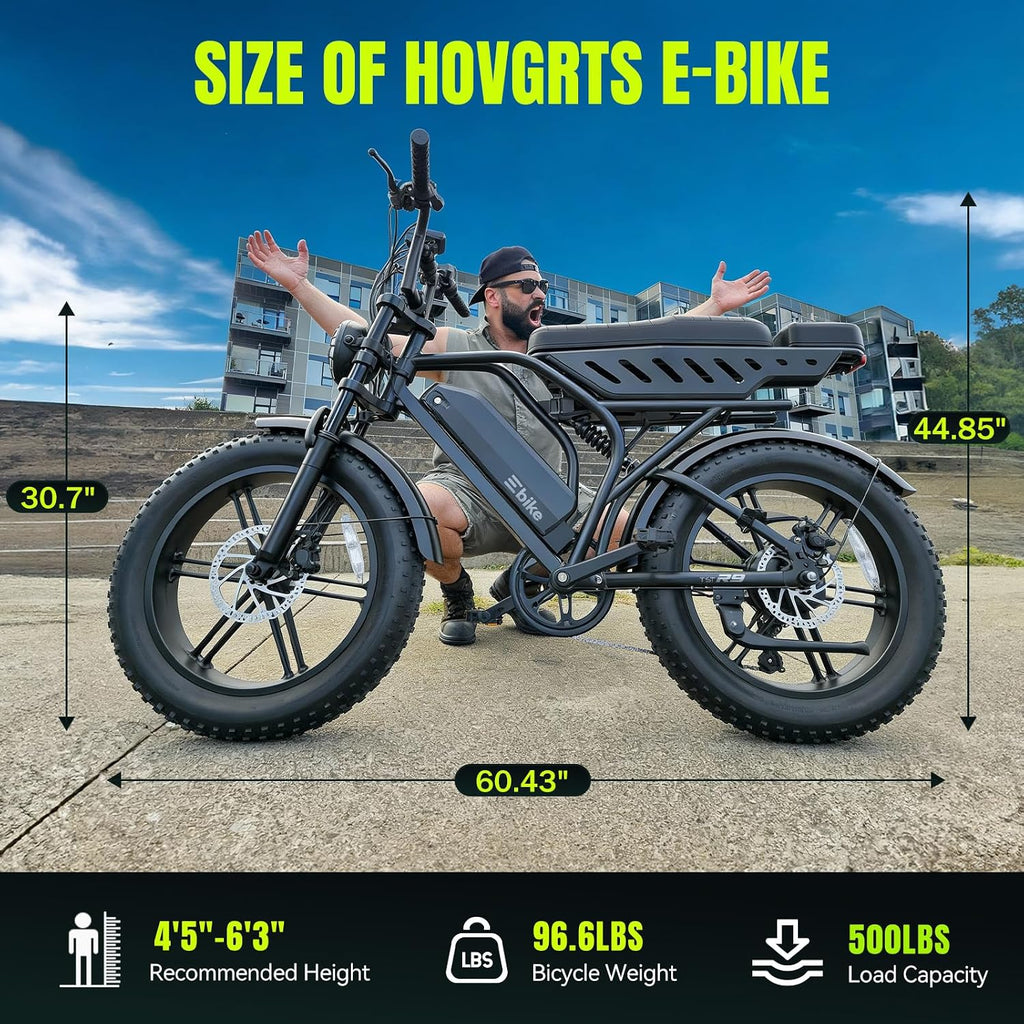 TST Electric Bike for Adults 1500W Peak 20' Fat Tire All-Terrain E-Bike 60/130 Miles Electric Dirt Bike - 48V 15/30 AH Battery Tested to UL 2849 Powered Electric Bicycle