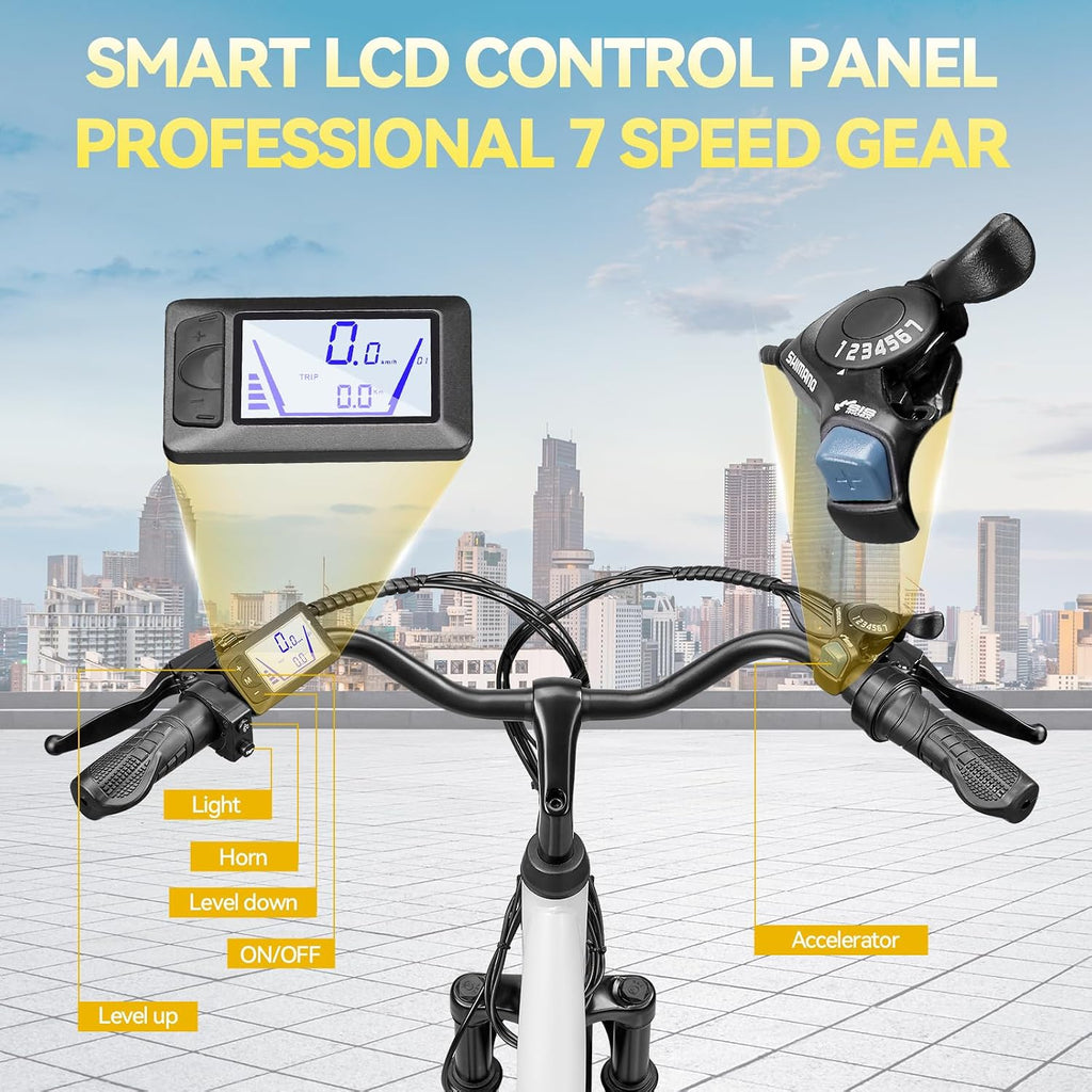 ZNH Electric Bike for Adults with 1000W Motor & 624/940.8 Wh Built-in Removable Battery, 70Miles 25 MPH Step Thru Electric Bicycle, 24'/26' Commuter E Bikes with 7-Speed, UL 2849 Certified