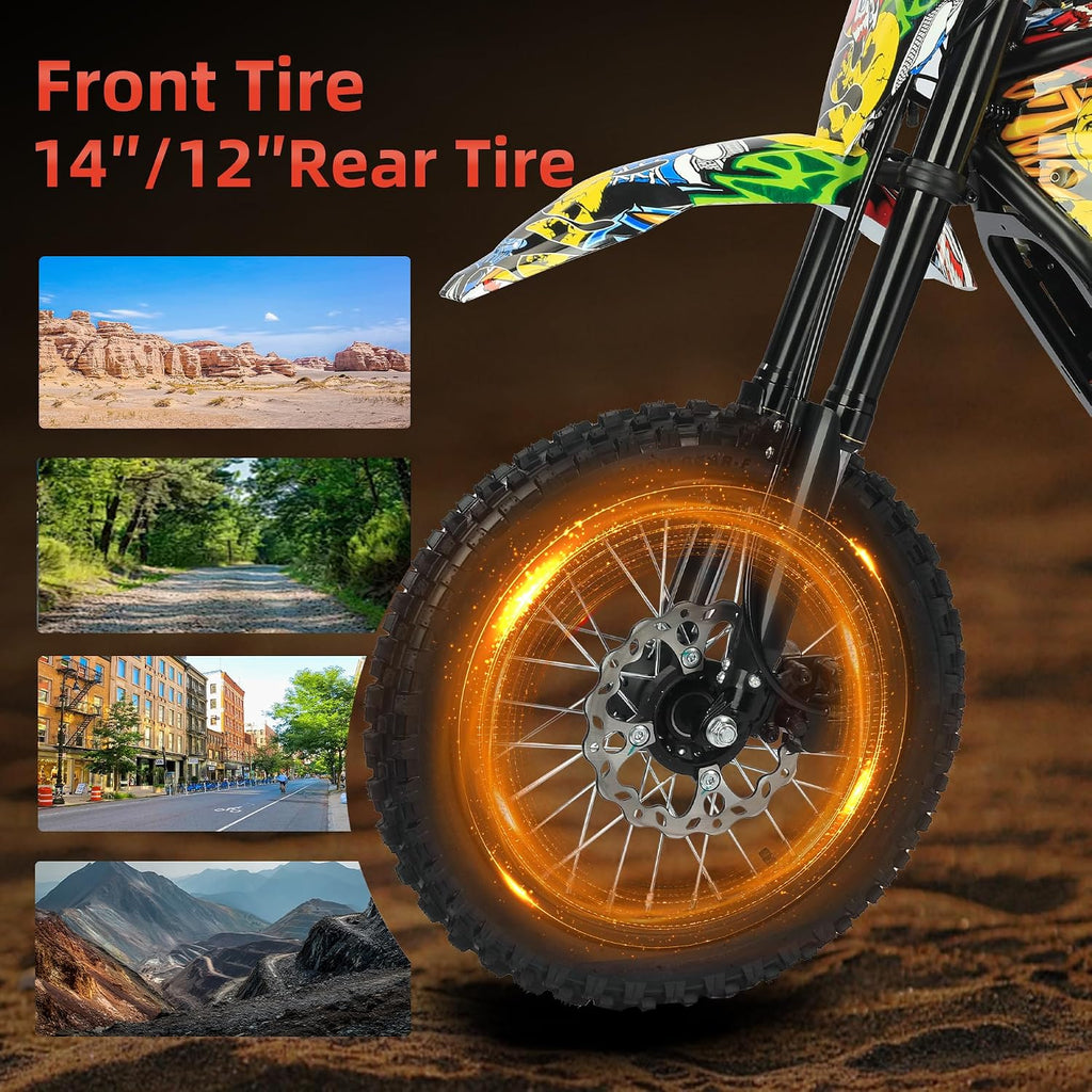 2500W Electric Dirt Bike for Teens & Adults - 37MPH Off-Road EBike, 48V 23AH Removable Battery E Bikes, 14'/12' Fat Tires Bicycle, Hydraulic Brakes Mountain Trail Motorcycle for Ages 13+