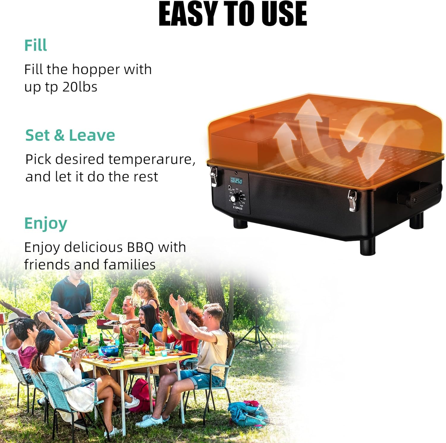 Z GRILLS 2026 200A Table Top Wood Pellet Grill, Pellet Smoker with PID V3.0 Controller, Meat Probes, 202 sq.in Cooking Area, Fit for RVs, Road Trips & Apartments