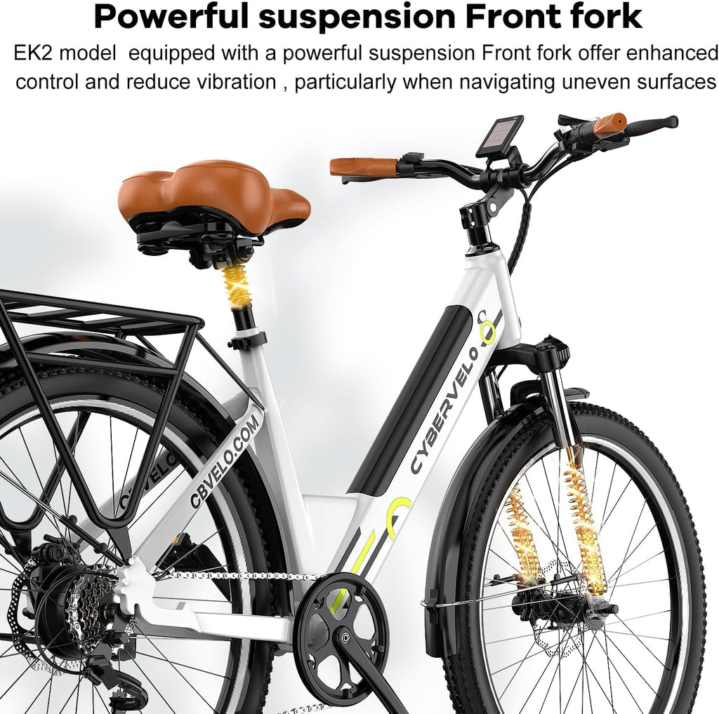 Cybervelo 750W Peak Electric Bike for Adults,up 80 Miles Removable Battery Ebike, 26' Electric E Bike with 7-Speed,Adult Electric Bicycles for Commute Beach Snow Womens/Man All Terrain