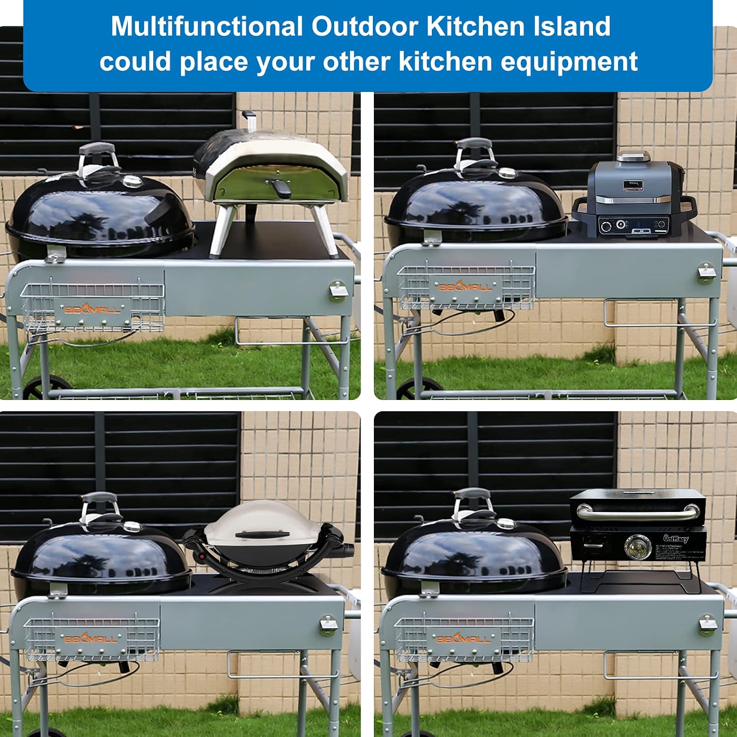 Grill Table for Weber 22' &18' Original Kettle, for Weber Grill Table, Stand Cart for JumboJoe Master-Touch Charcoal Outdoor Prep Performer Charcoal Accessories for Outside
