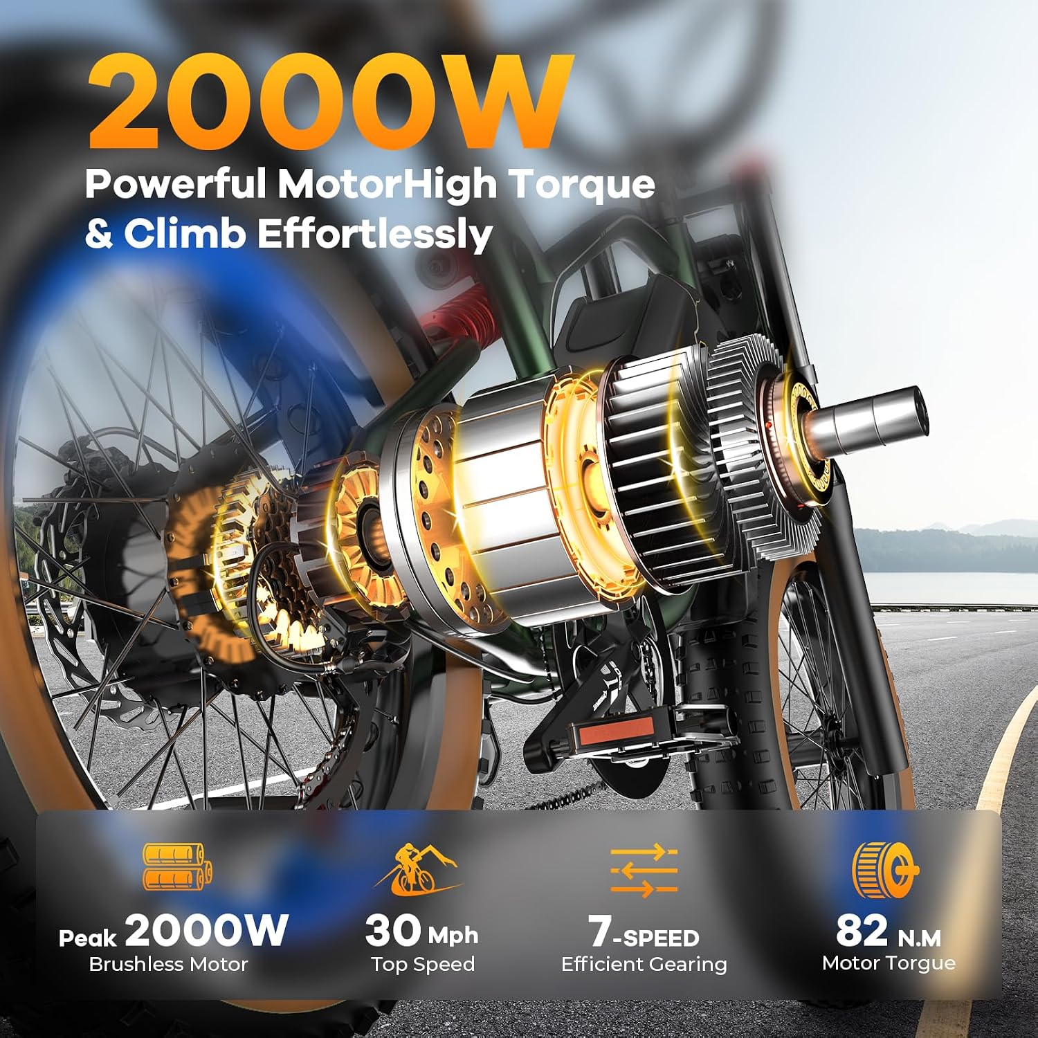 1500W Electric Bike for Adults,48V 20/25/60Ah Removable Battery Max Range 80Miles Electric Bicycle,20''×4' Fat Tire Ebike,Adult Electric Bicycles for Commute Beach Snow,E-Bike UL Certified