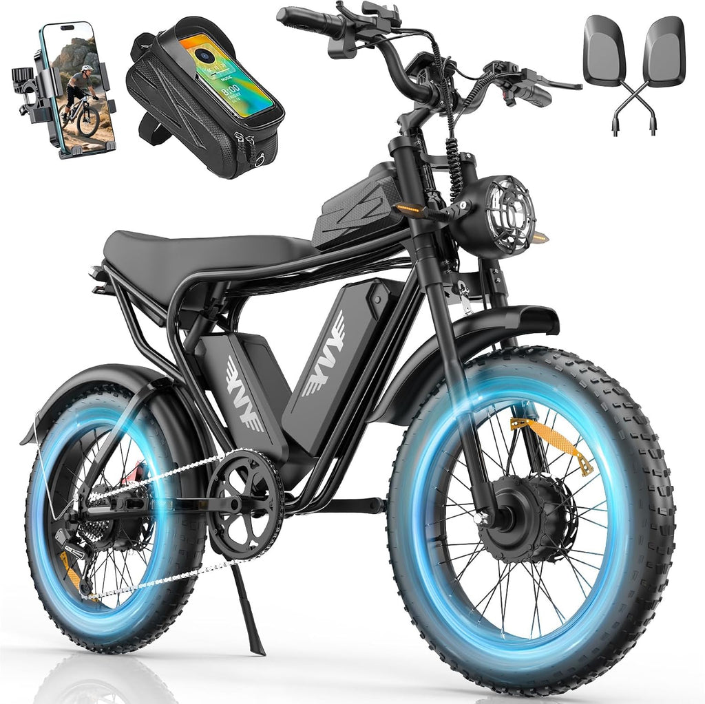 YVY Electric Bike for Adults: 1000W-3000W High Power Dual Motor for Powerful Hill Climbing, UL2849 Certified 20' Fat Tires All-Terrain eBike, Multiple Battery & Long Range Options