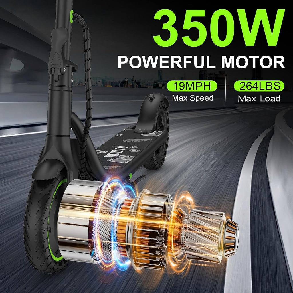 Electric Scooter, 350W-500W Motor, 19 MPH to 22MPH, 15-41 Miles Range, Dual Suspension, Dual Braking, App Control, Foldable Commuter E Scooter for Adults and Teens