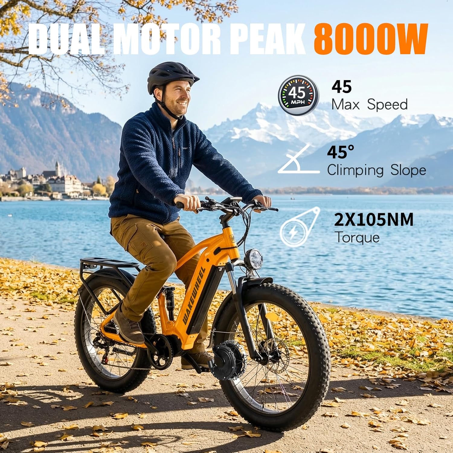 Peak 8000w Electric Bike for Adults, 60V Battery Ebike, Fat Tire & Long Range Electric Bicycles, 210Nm Mountain Bike Full Suspension, Hydraulic Brake Electric Bicycle