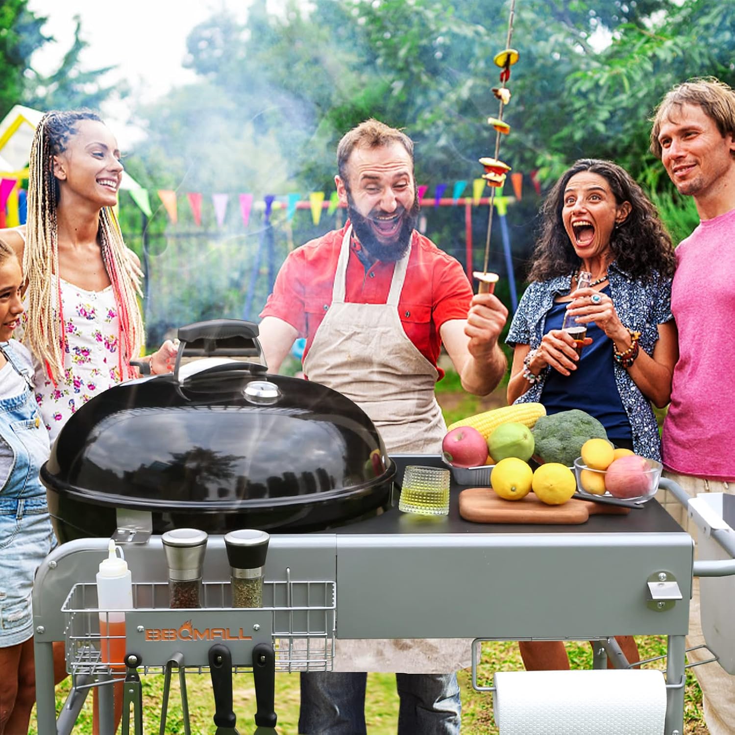 Grill Table for Weber 22' &18' Original Kettle, for Weber Grill Table, Stand Cart for JumboJoe Master-Touch Charcoal Outdoor Prep Performer Charcoal Accessories for Outside