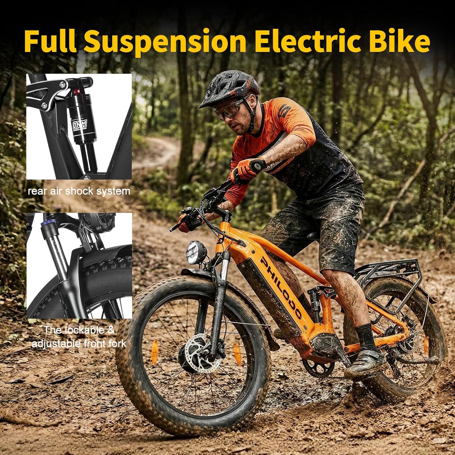 5000w Dual Motor E-Bike 60V Electric Bike for Adults,45 MiIe P-Hour Full Suspension Hydraulic Disc Brakes EBike,26/24x4 Fat Tires Mountain Bikes for All Terrain Snow/Sand