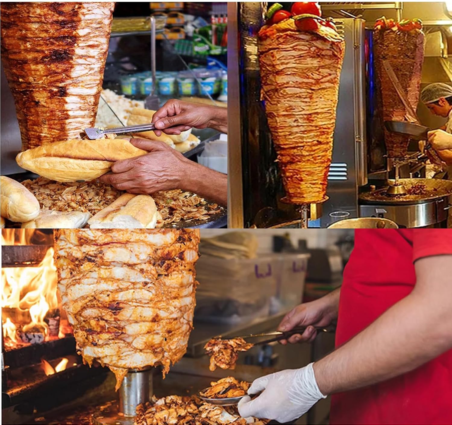 Electric Shawarma Grill Machine with 3 Burners Electric Turkish Barbecue Machine Vertical Rotating Broiler for Commercial and Home Use 110V 3600W