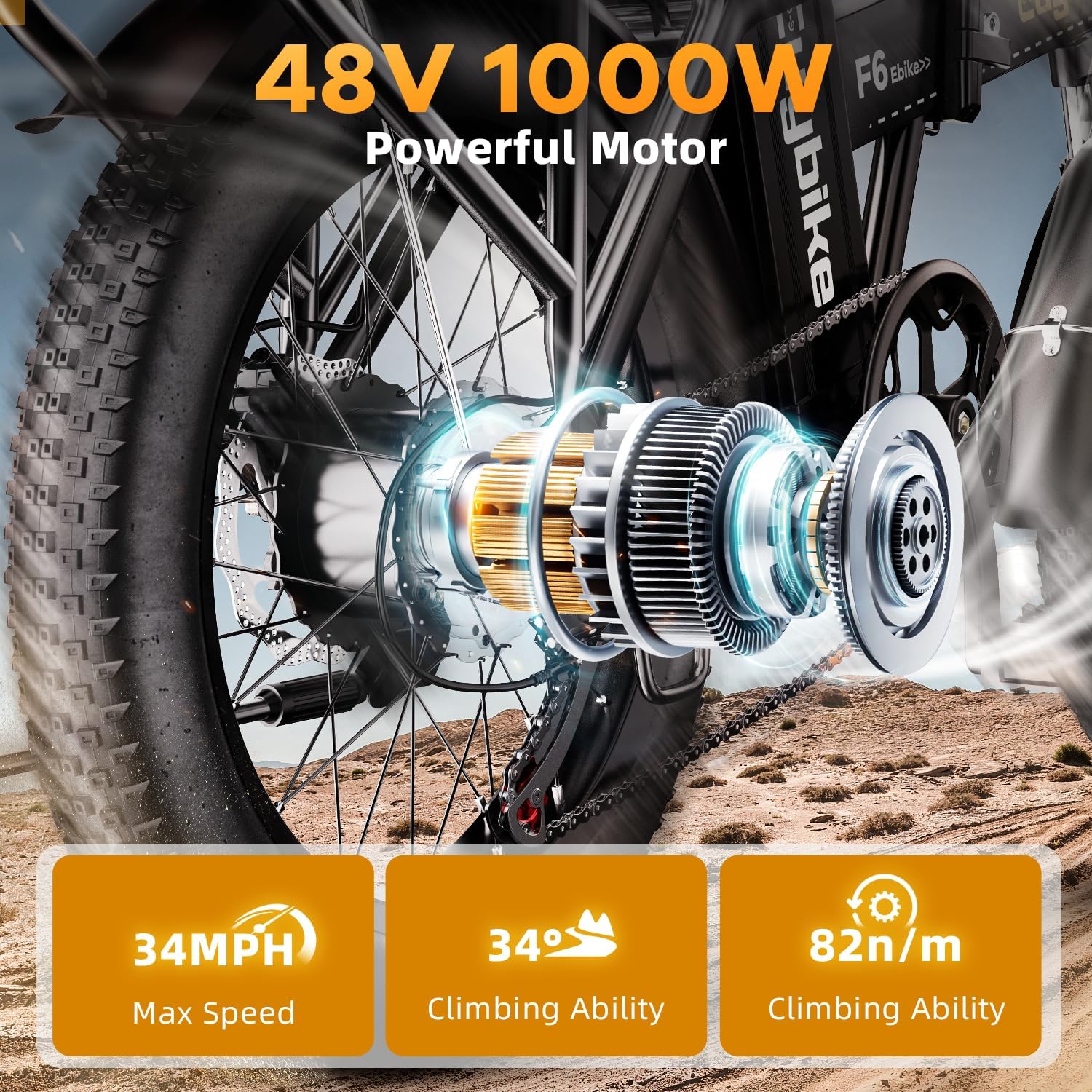 bluebiko 1000W Folding Electric Bike, 48V 20AH Large Removable Battery E Bike, 80 Miles Max Range, 20' Fat Tire Electric Bike for Adults, Adult Electric Bicycles for Commute Beach Snow