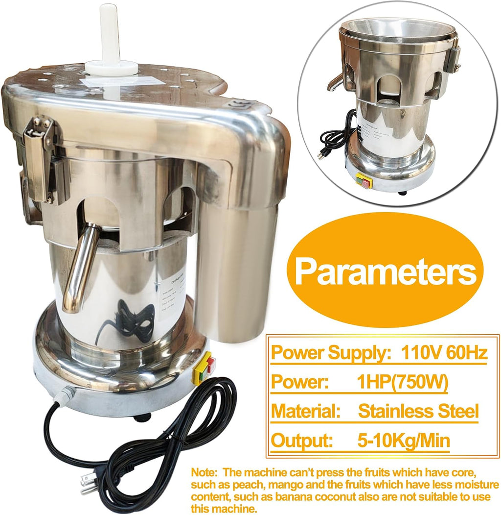 Fruit and Vegetable Juicer Centrifugal Fruit Juicer Electric Vegetable Juice Maker Commercial Fruit Juice Making Machine Fruit Juicer Presser Stainless Steel Juice Extractor Maker 110V