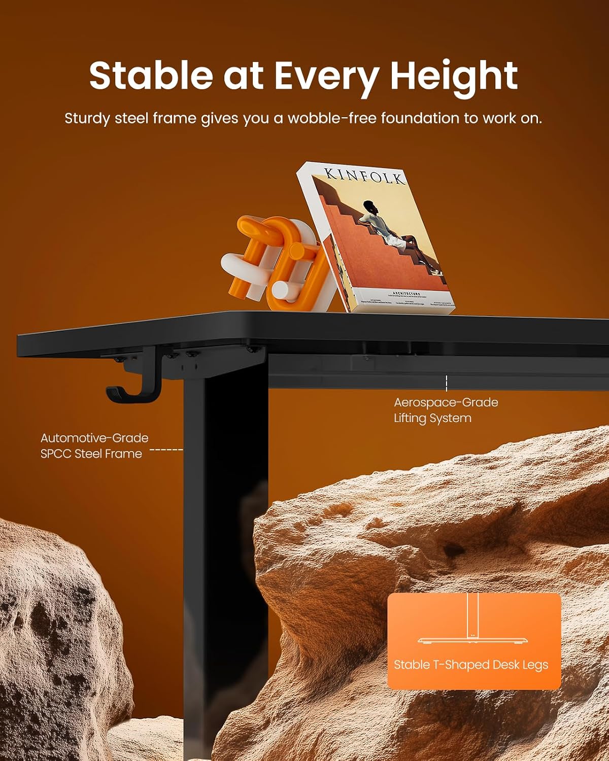 ErGear Height Adjustable Electric Standing Desk, 48 x 24 Inches Sit Stand up Desk, Memory Computer Home Office Desk, Carbon Fiber Black