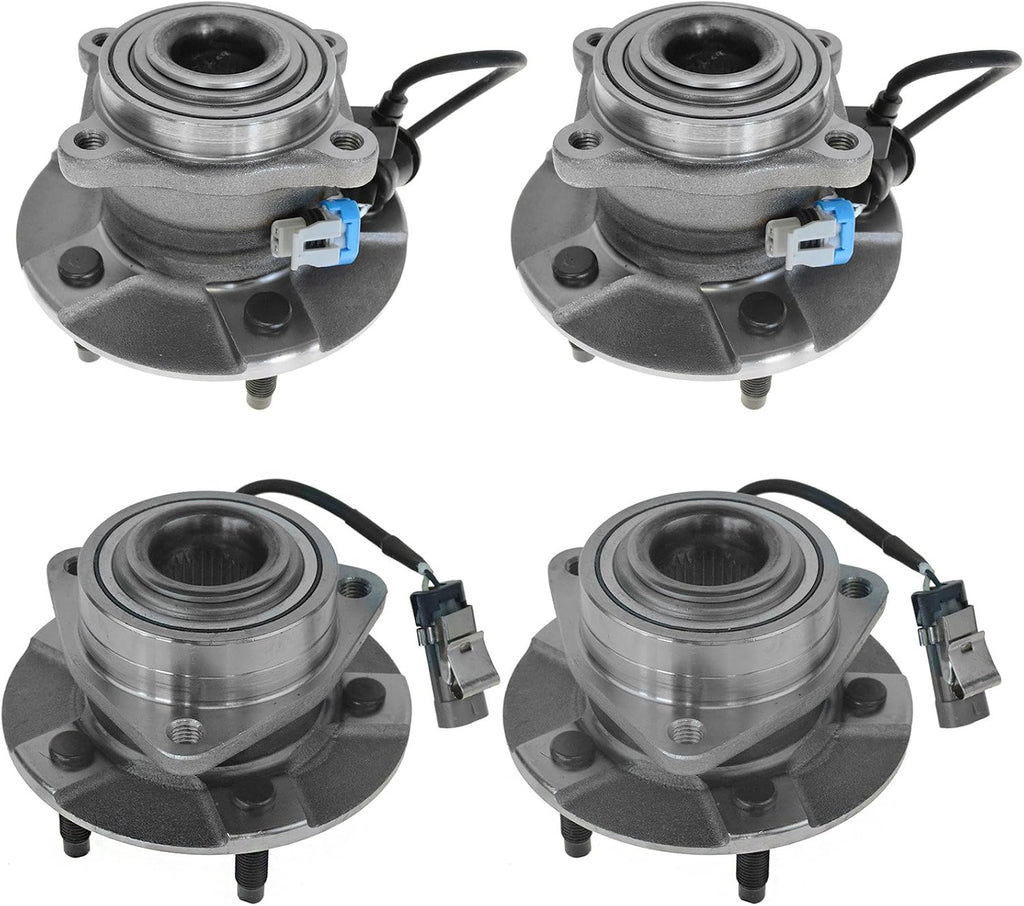 TRQ 2 Piece Front Rear Wheel Bearing & Hub Assembly Set Compatible with 2005-2006 Chevrolet Equinox 2006 Pontiac Torrent 2002-2007 Saturn Vue