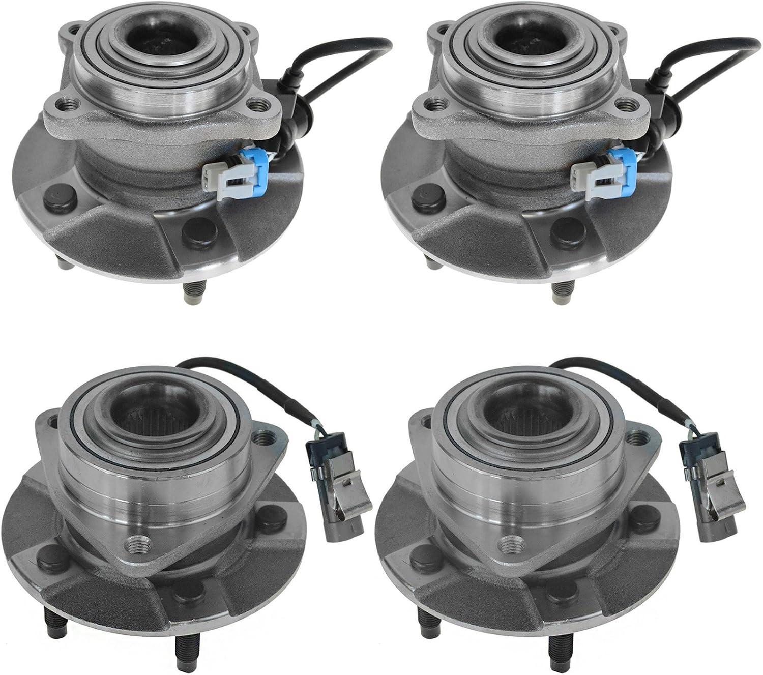 TRQ 2 Piece Front Rear Wheel Bearing & Hub Assembly Set Compatible with 2005-2006 Chevrolet Equinox 2006 Pontiac Torrent 2002-2007 Saturn Vue