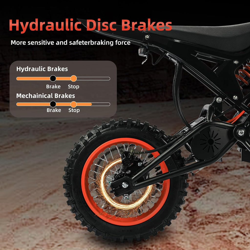 2500W Electric Dirt Bike for Teens & Adults - 37MPH Off-Road EBike, 48V 23AH Removable Battery E Bikes, 14'/12' Fat Tires Bicycle, Hydraulic Brakes Mountain Trail Motorcycle for Ages 13+
