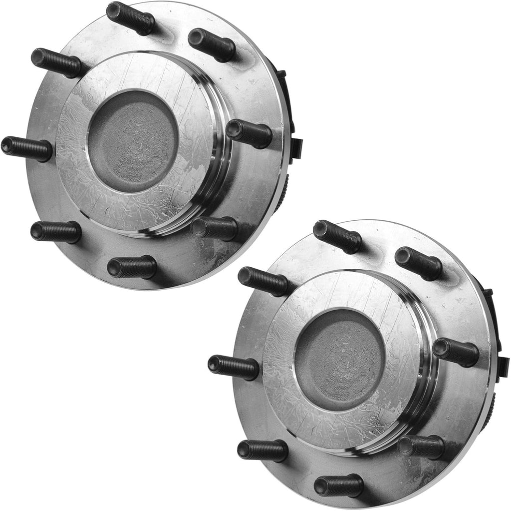 TRQ Front Left and Right Wheel Bearing and Hub Assembly Set 2 Piece Compatible with 1999-2004 Ford F-250 Super Duty Rear Wheel Drive Mono Beam Axle 1999-2004 F-350 Super Duty