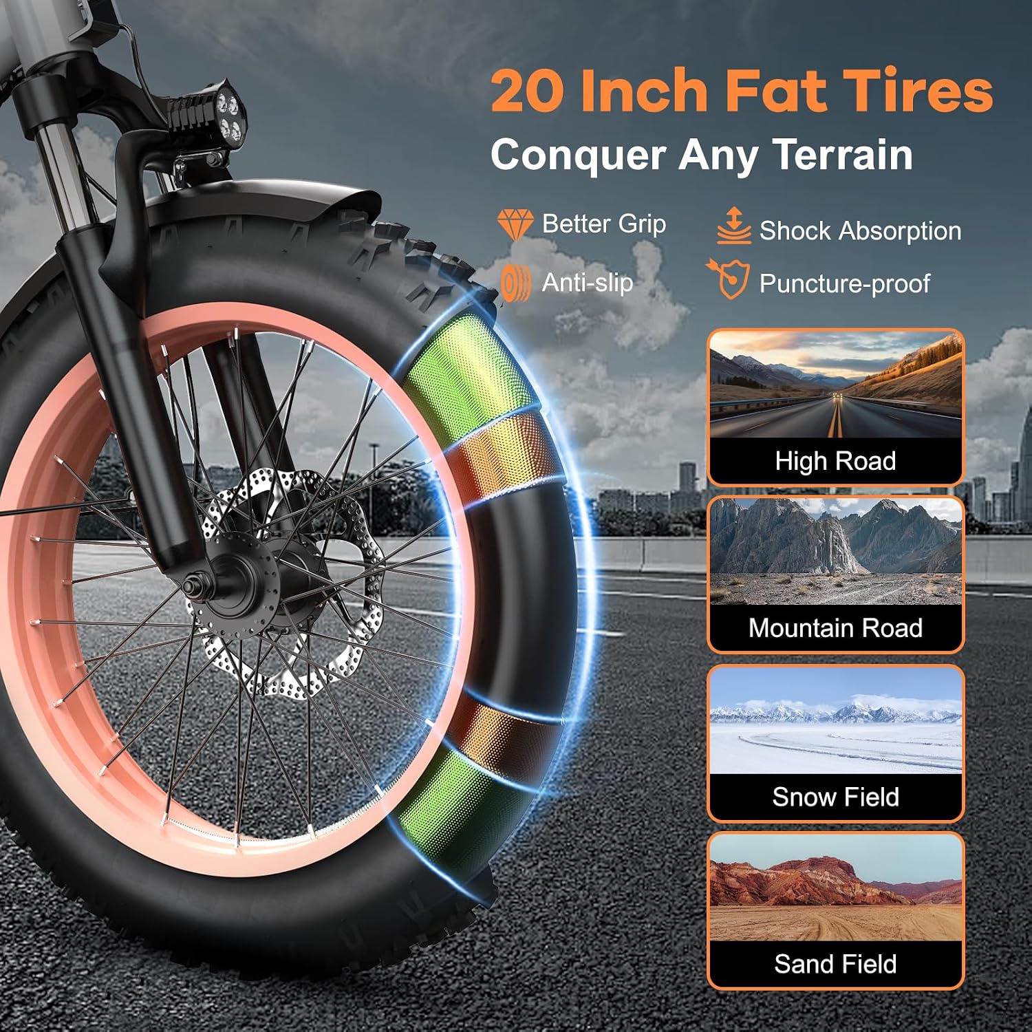 EUYBIKE Folding Electric Bike for Adults with Peak 1000W Motor, 48V 20AH Battery up to 80 Miles, 20' Fat Tire All Terrain Ebike, Front Suspension 7-Speed Commuter E Bike, Step-Thru, UL Certified