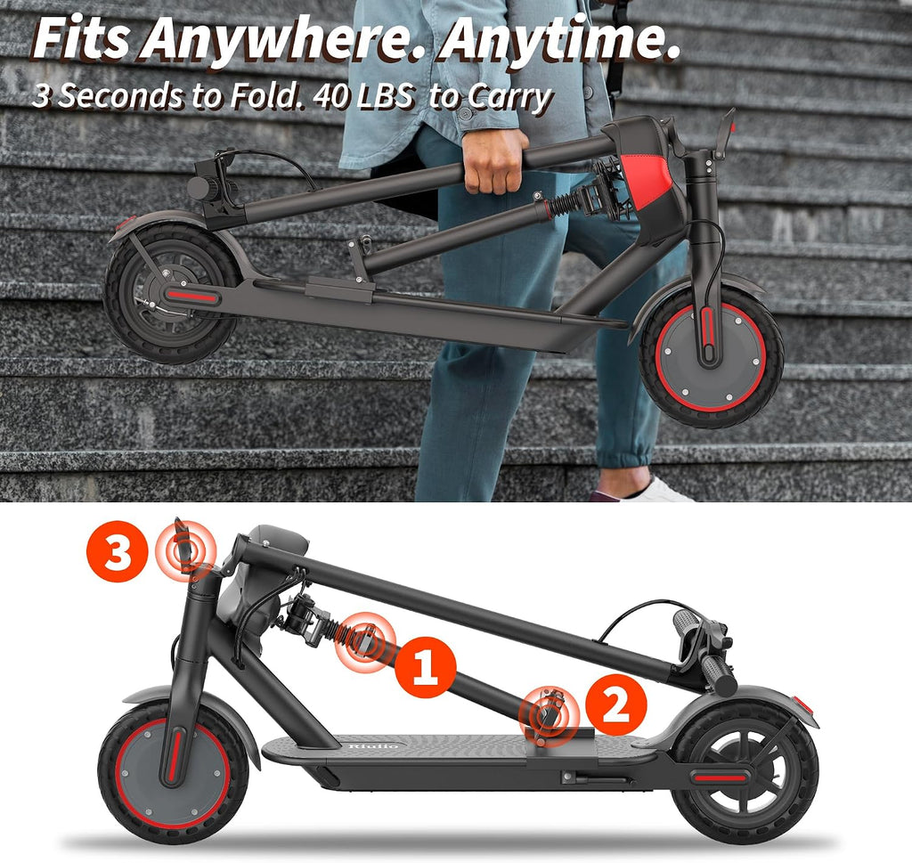 Electric Scooter, 350W-500W Motor, 19 MPH to 22MPH, 15-41 Miles Range, Dual Suspension, Dual Braking, App Control, Foldable Commuter E Scooter for Adults and Teens