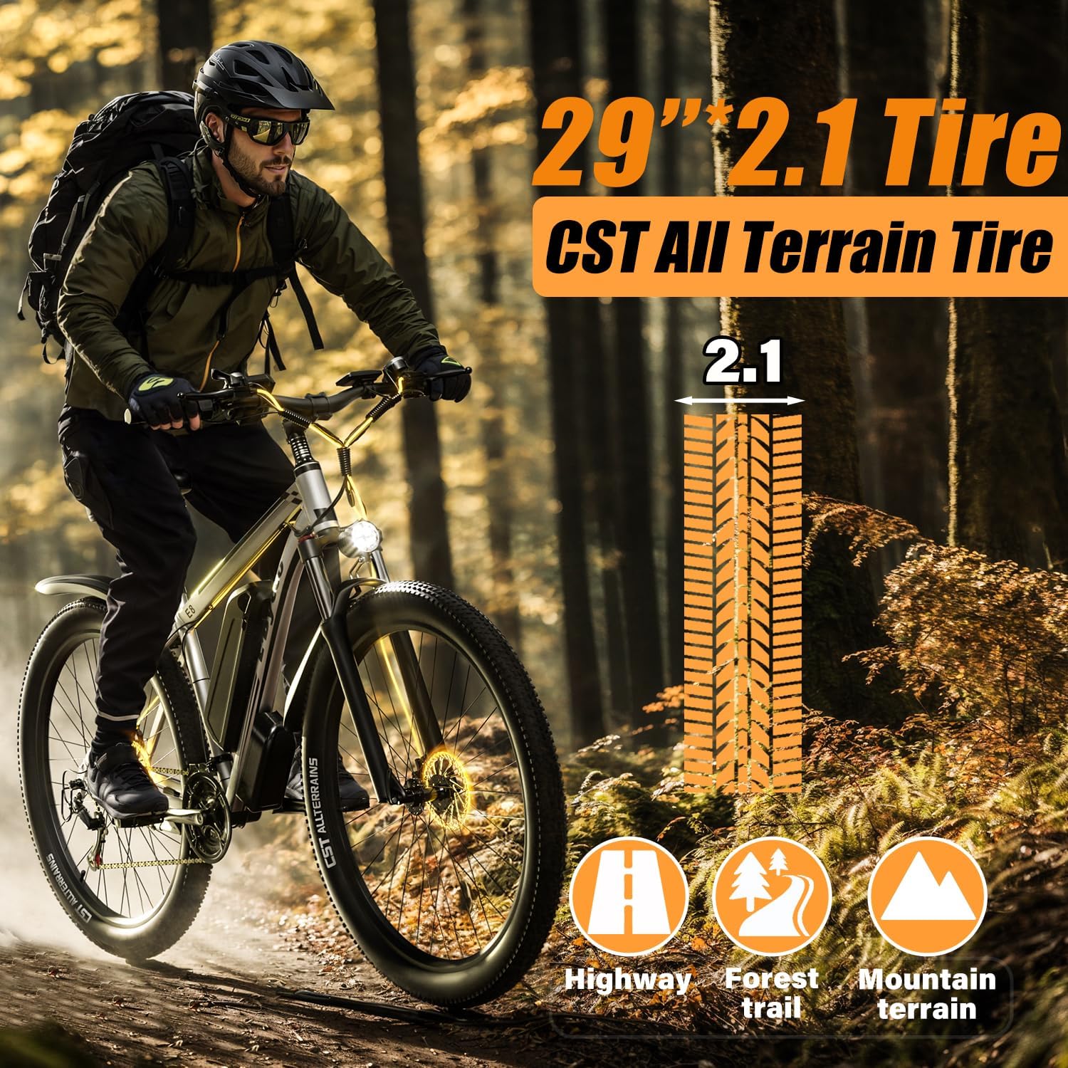 E·Bycco 29' Electric Bike for Adults, 48V 17.5AH, 1000W Peak Electric Mountain Bikes, 21-Speed Pedal Assist Ebikes, 34MPH 80 Miles Long Range Waterproof Commuter Electric Bicycle for Large Men