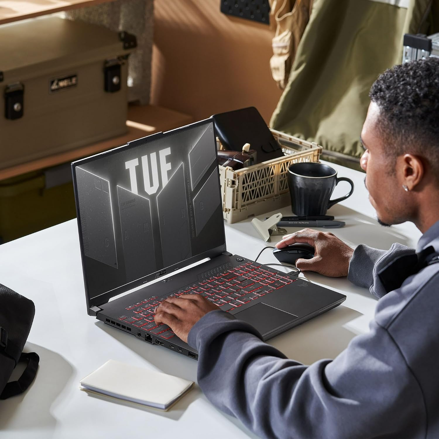 ASUS TUF 16' WUXGA 144Hz Gaming Laptop | AMD Ryzen 7 7445HS 3.2GHz | NVIDIA GeForce RTX 4050 | Backlit | Webcam | 16GB RAM DDR5 | 1024GB SSD | Windows 11 Pro |