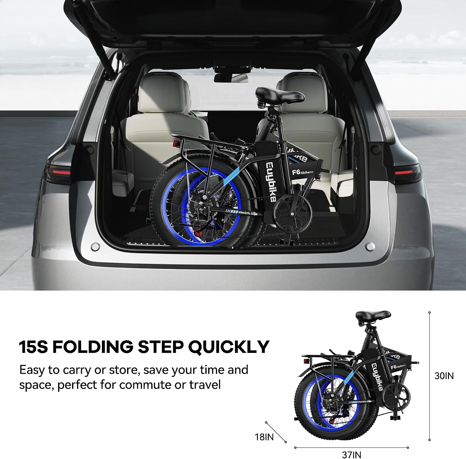 Foldable Electric Bike for Adults, 48V 20Ah Removable Lithium Battery up to 80Miles, 20' Fat Tire 1000W Peak Motor Dirt Ebike Adult Electric Bicycle for Commute Beach Mountain E Bike