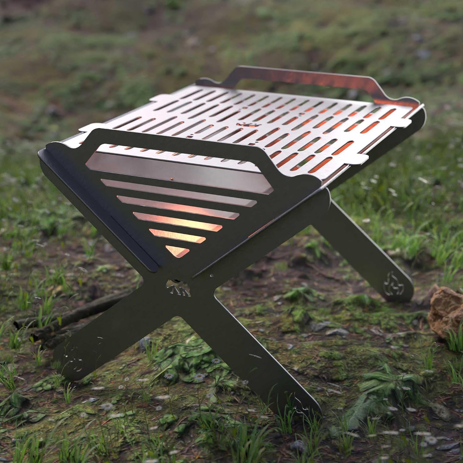 BBQ Grill Set | BBQ Grill with Stainless Steel Portable Instant Foldable Fire Set with Carrying Bag for Outdoor, Camping, Camp, Campfire (X-Grill)
