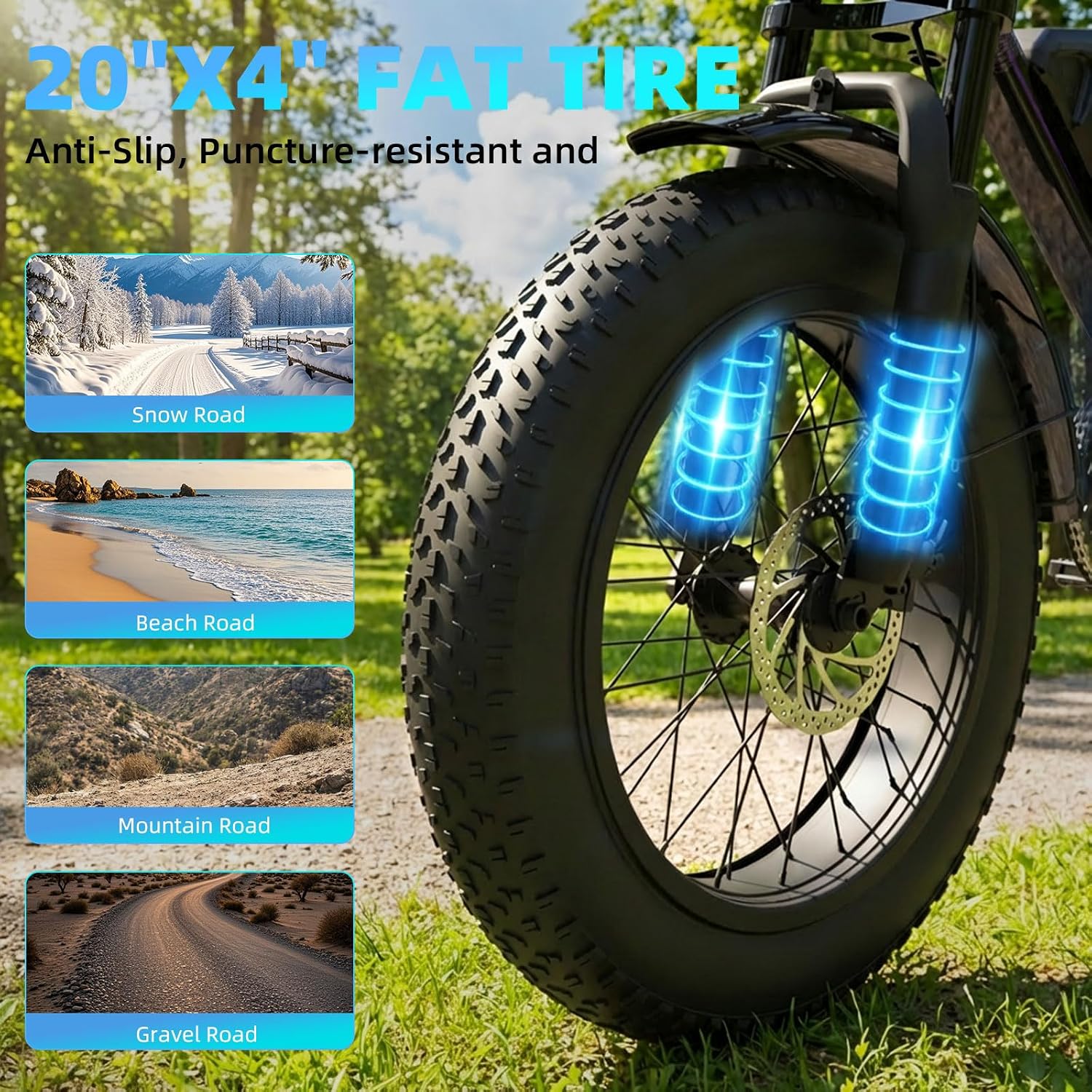 Likebike Electric Bike for Adults 1500W/2000W/3000W Peak,32/36/47MPH 20' Fat Tire Ebike, 48V 20AH/23AH/33Ah Removable Battery 7-Speed Full Suspension Mountain Bike Off Road Hydraulic Disc Brake