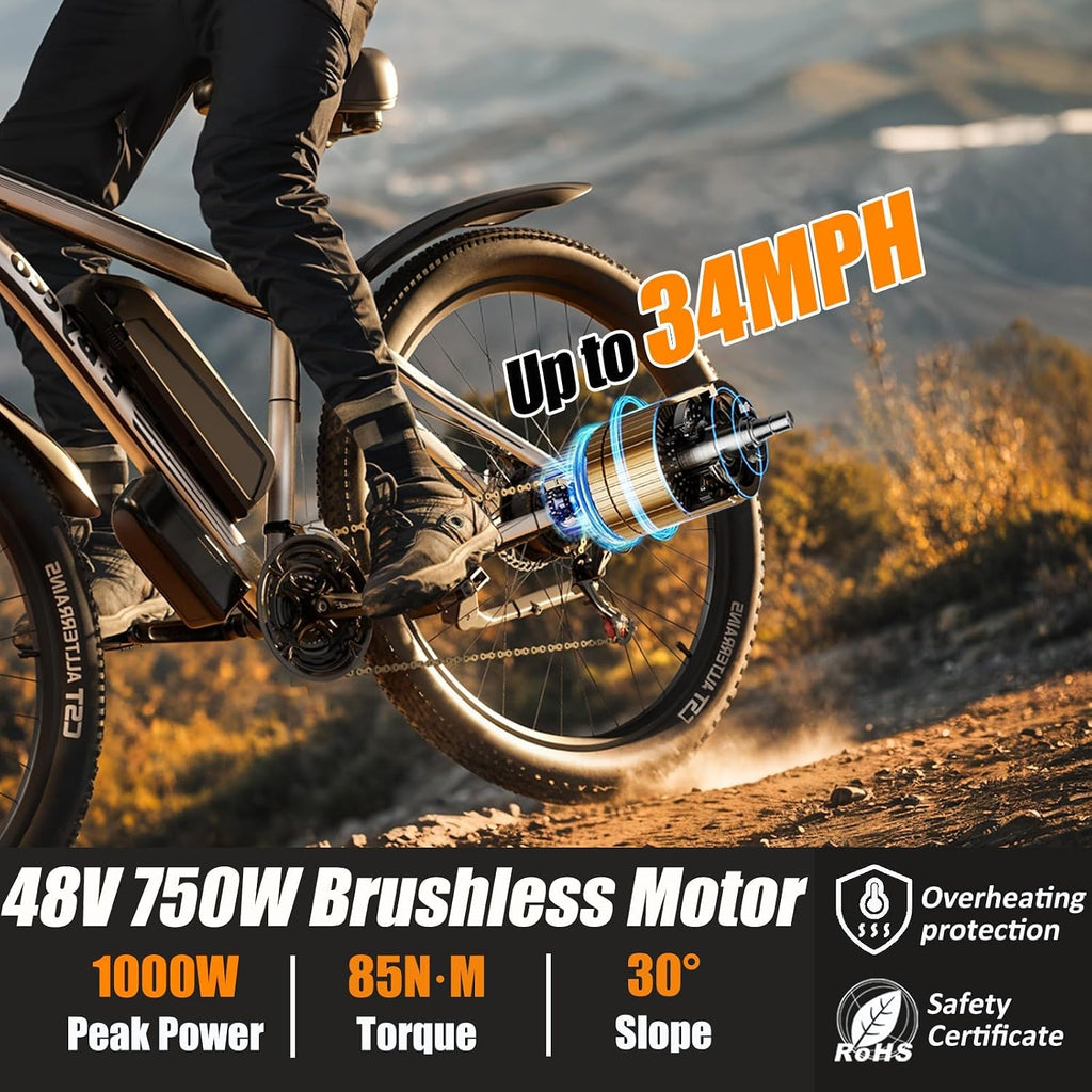 E·Bycco 29' Electric Bike for Adults, 48V 17.5AH, 1000W Peak Electric Mountain Bikes, 21-Speed Pedal Assist Ebikes, 34MPH 80 Miles Long Range Waterproof Commuter Electric Bicycle for Large Men